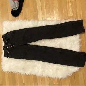Long black washed jeans super high waisted